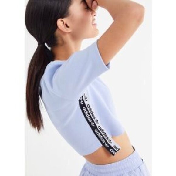 Adidas Originals Reveal Your Voice Ribbed Logo Tape Crop Top - Picture 2 of 10